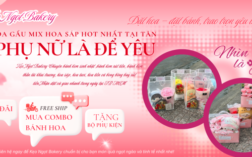 Hoa gấu mix hoa sáp hot nhất 2026-Cửa hàng chuyên bánh kem hoa sáp tân 