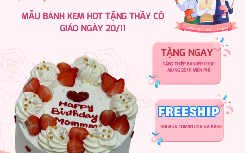 Mẫu bánh kem hot tặng thầy cô giáo ngày 20/11 – Thiết kế theo yêu cầu tại Kẹo Ngọt Bakery