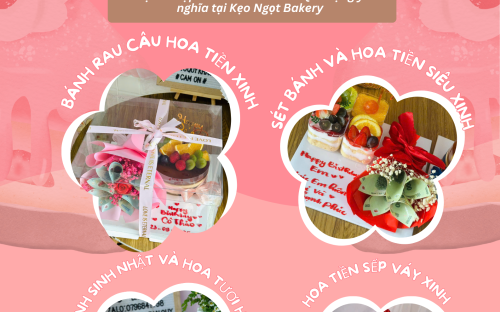 Bộ sưu tập set bánh và hoa – Quà tặng ý nghĩa tại Kẹo Ngọt Bakery