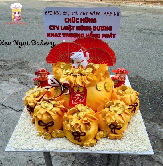 Bánh kem chúc mừng Tài Lộc Mèo thần tài 