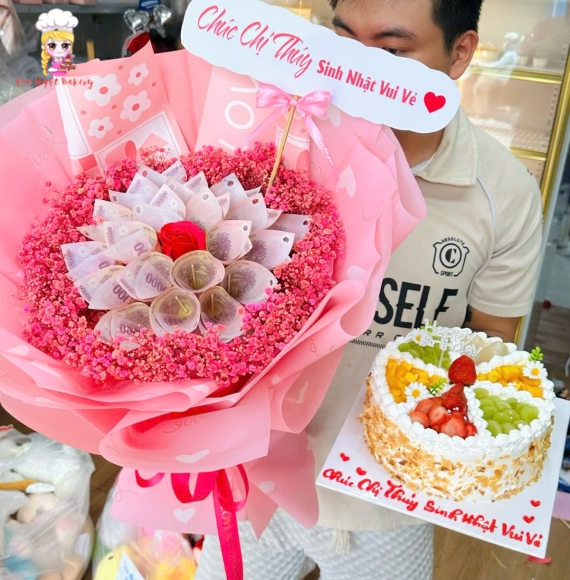 Combo bánh kem bắp và hoa tiền siêu hot 