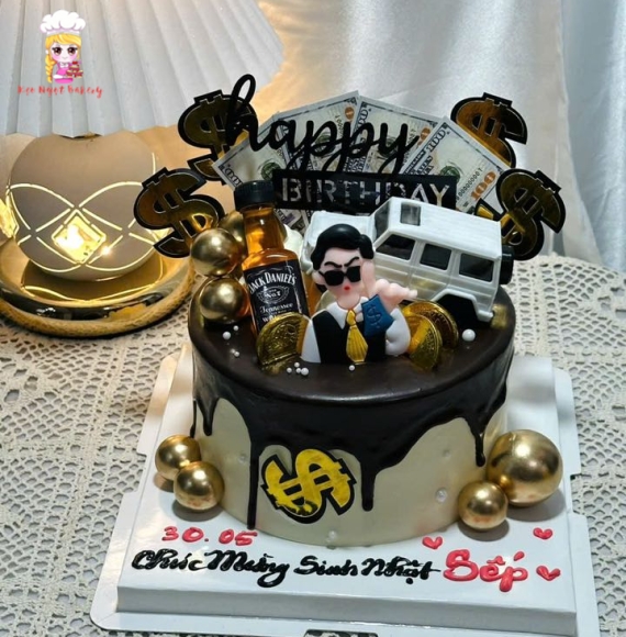 Bánh kem tặng sếp nam và câu chúc hài hước