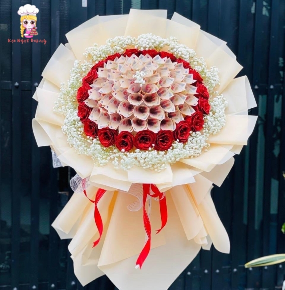 Bó hoa tiền tặng vợ 20/10