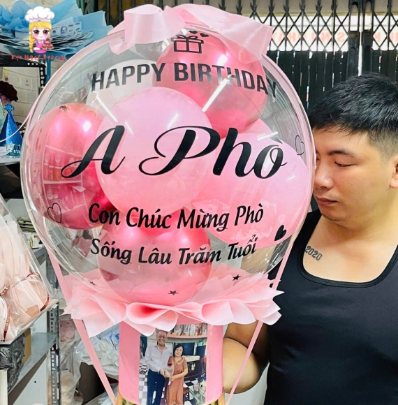 Bóng bay rút tiền tone hồng mừng sinh nhật