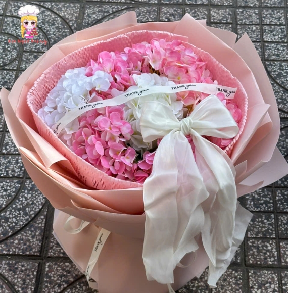 Mẫu hoa sáp cẩm tú cầu tặng 20/10  tone hồng