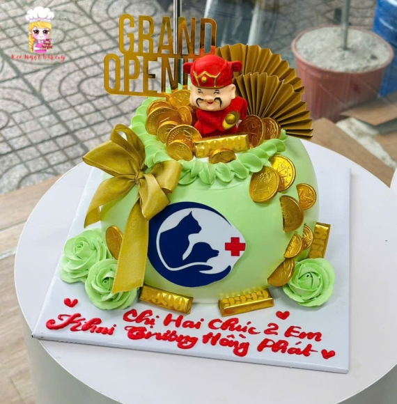 Combo bánh tráng miệng và hủ vàng tài lộc cho khách khai trương