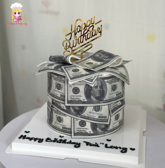 Bánh kem trang trí tiền đô có sẵn tại kẹo ngọt