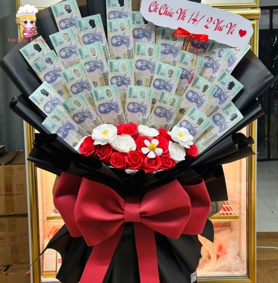 Bó hoa tiền 500k tặng vợ