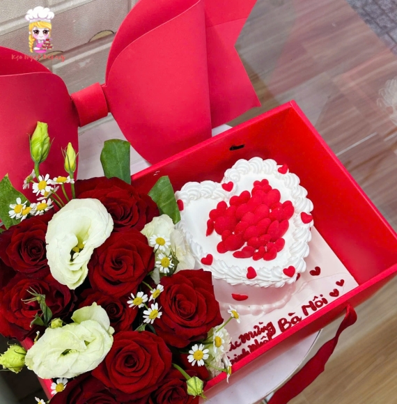 Combo hoa tươi và bánh kem dành tặng người yêu 