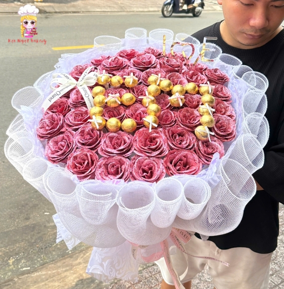 Hoa sáp kết hợp socola tặng bạn gái 8/3