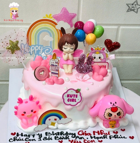 Bánh kem sinh nhật trang trí theo yêu cầu tặng các bé gái 