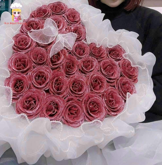 Hoa Hồng sáp nhũ trái tim tặng bạn gái