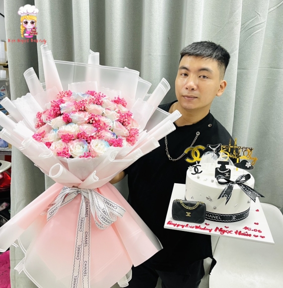 Combo hoa galaxy công chúa và bánh chanel