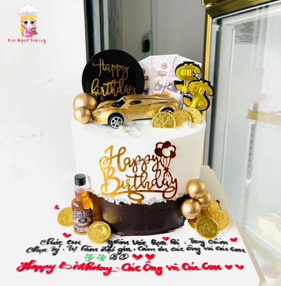 Mẫu bánh socola xe tiền đô