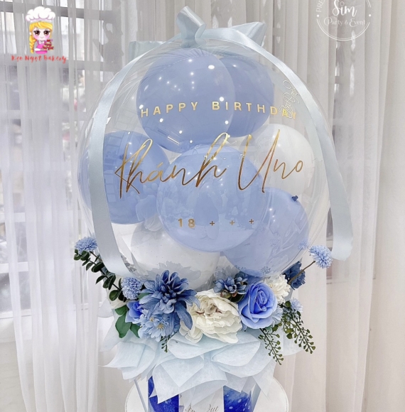 Bóng bay rút tiền mẫu kèm hoa