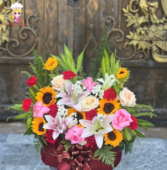 Giỏ hoa chúc mừng đơn giản