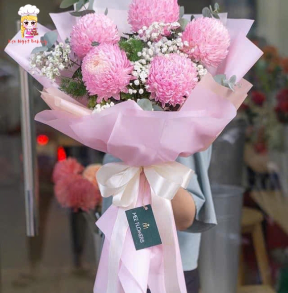 Bó hoa cúc mẫu đơn tone hồng