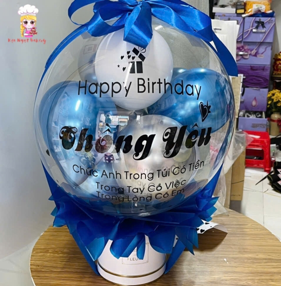 Bóng bay rút tiền tặng chồng yêu