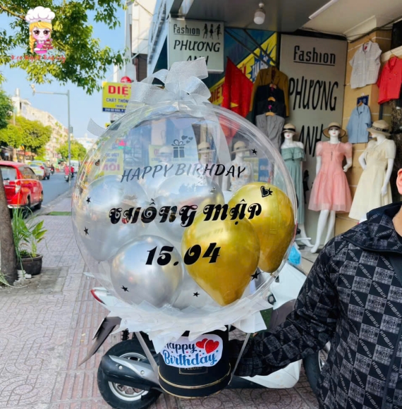 Bóng bay rút tiền tặng chồng mập yêu