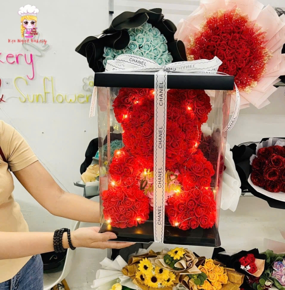 Gấu bông hoa sáp tặng sinh nhật