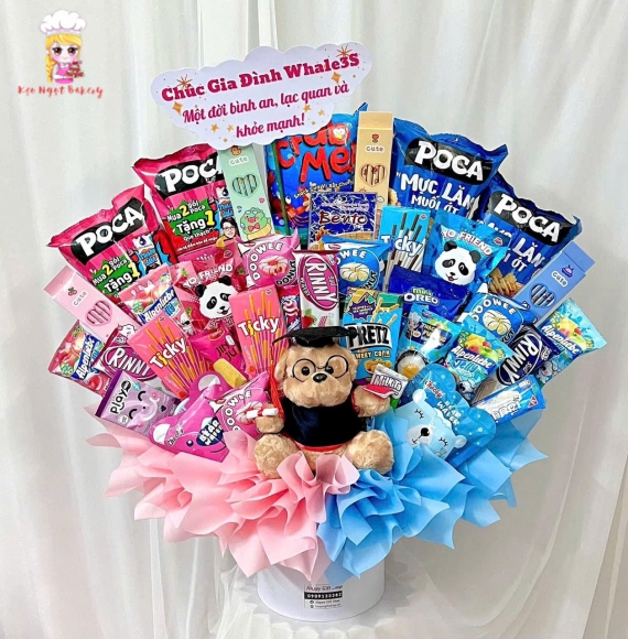 Sét quà bánh kẹo tone xanh mix tone hồng