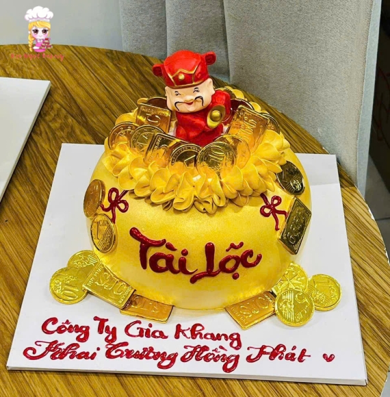 Bánh kem hủ vàng mừng khai trương tài lộc