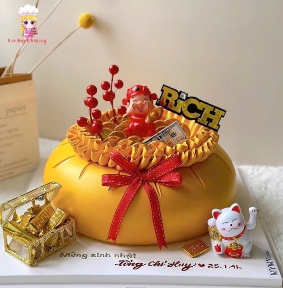 Bánh kem túi tiền vàng