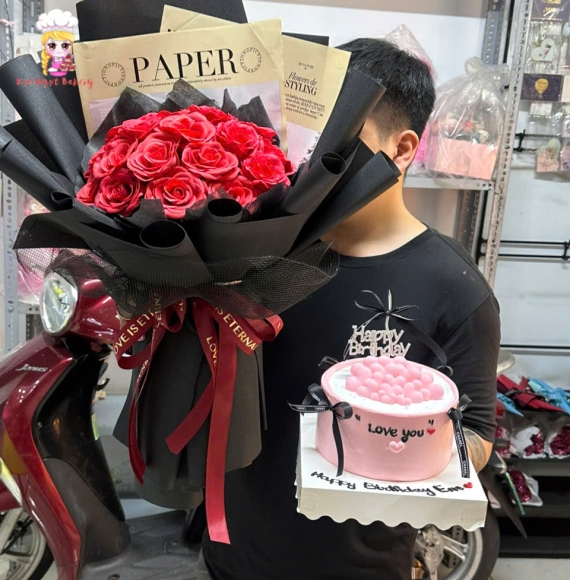 Bánh và hoa sáp tặng em yêu 