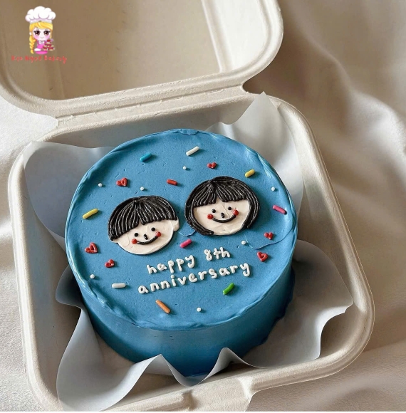 Bánh kem Hàn Quốc vẽ hình chibi đơn giản