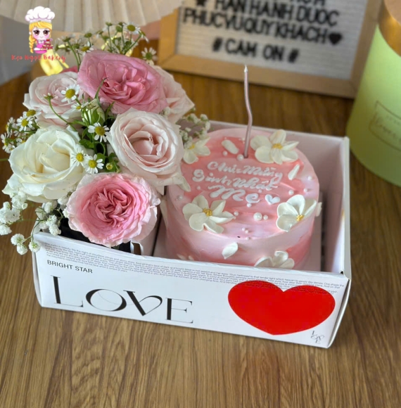Sét Bánh kem và hoa tươi