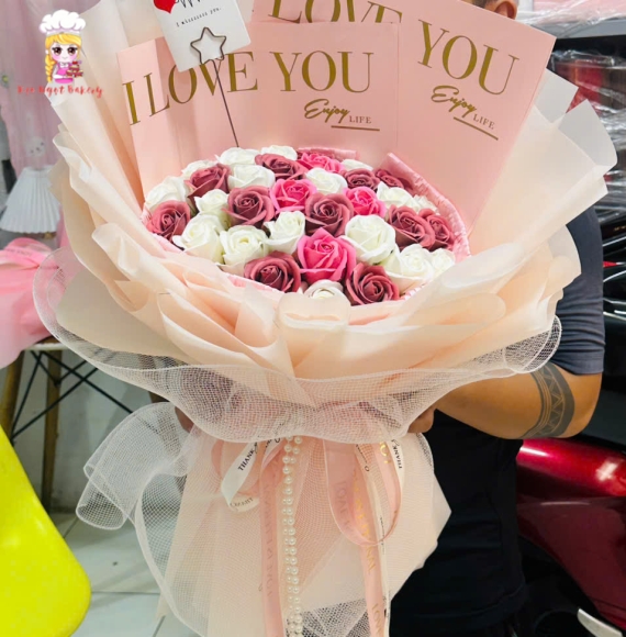 Hoa sáp mẫu bó tròn tặng 20/10