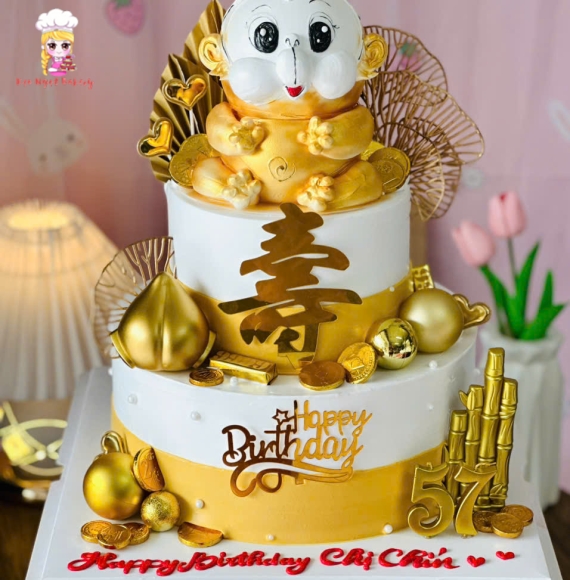 Bánh kem 2 tầng tuổi khỉ