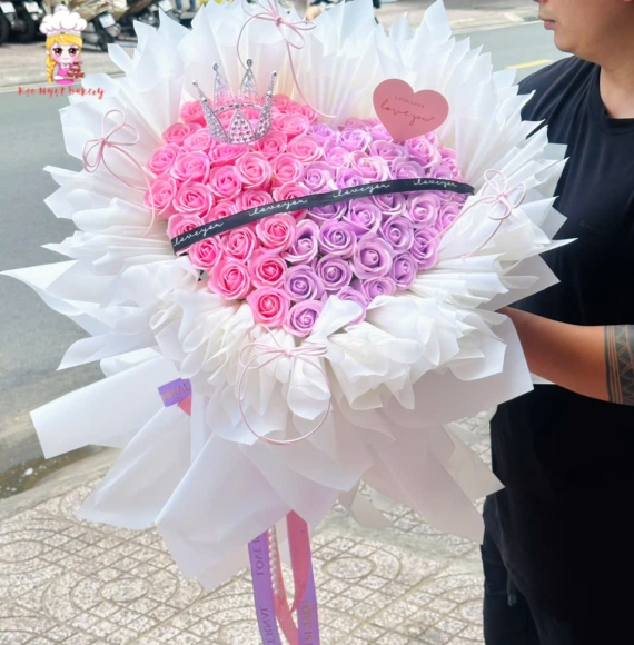 Hoa sáp mix tone hồng tím dễ thương