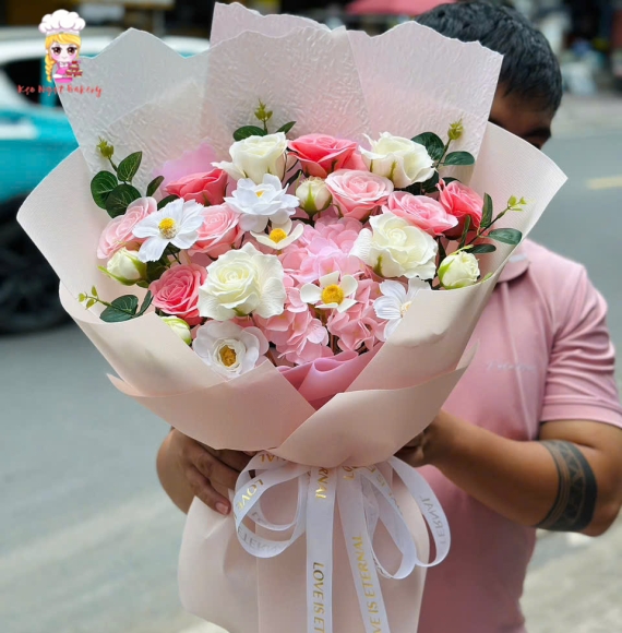 Hoa sáp tặng người yêu 20/10 tone hồng