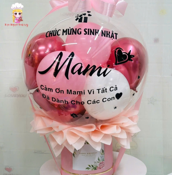 Bóng bay rút tiền tone hồng tặng mẹ yêu