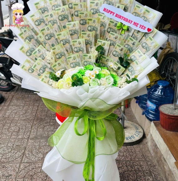 Hoa tiền dáng đứng tờ 100k