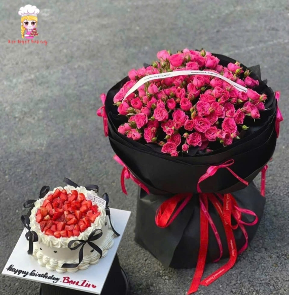 Combo bánh và hoa tại Kẹo Ngọt