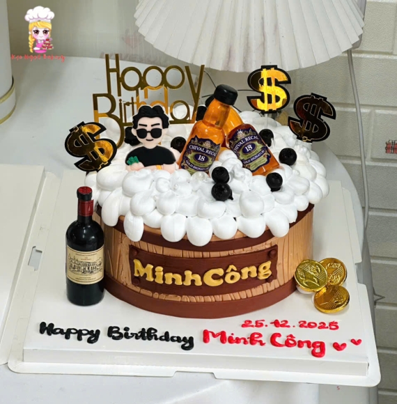 Bánh kem rút tiền tặng nam trang trí phụ kiện theo yêu cầu
