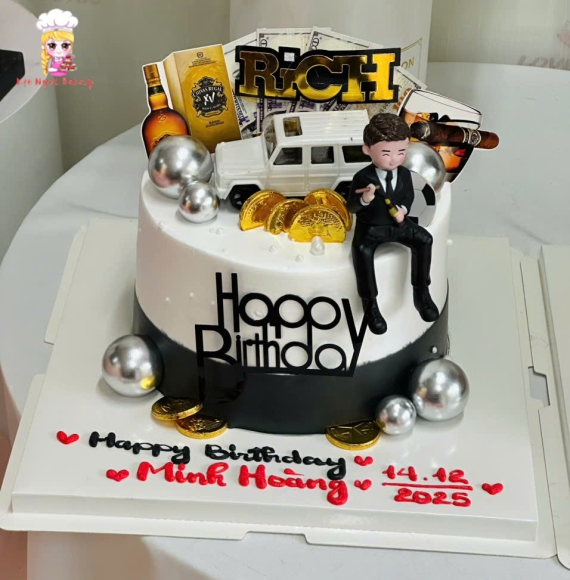 Bánh kem rút tiền tặng sếp trang trí phụ kiện theo yêu cầu