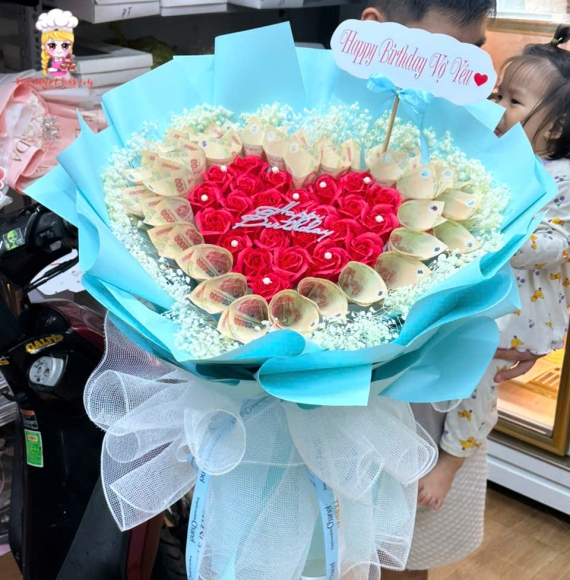 Hoa tiền tờ 200k tặng người mình thương