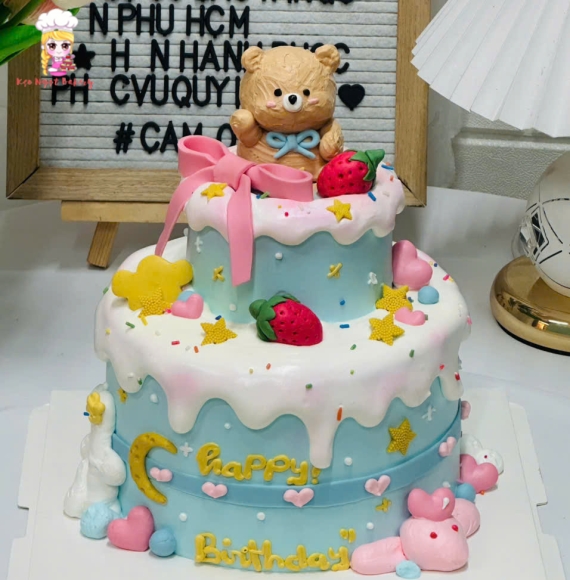 Bánh Kem xinh 2 tầng dành cho bé gái