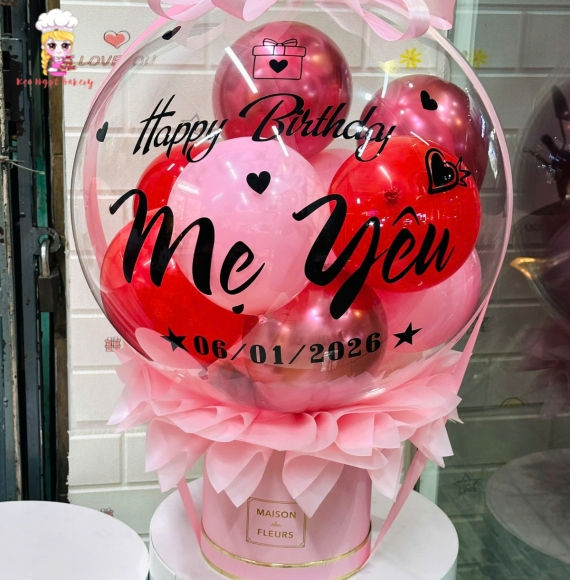 Bóng bay rút tiền tặng mẹ tone hồng