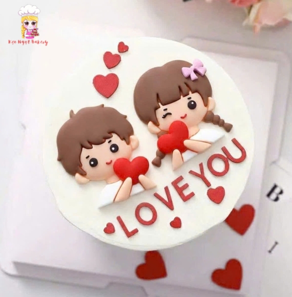 Bánh kem tặng ngày lễ valentines viết chữ love