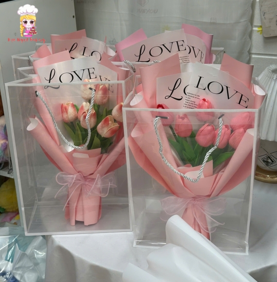 Mẫu bó hoa tulip tone hồng