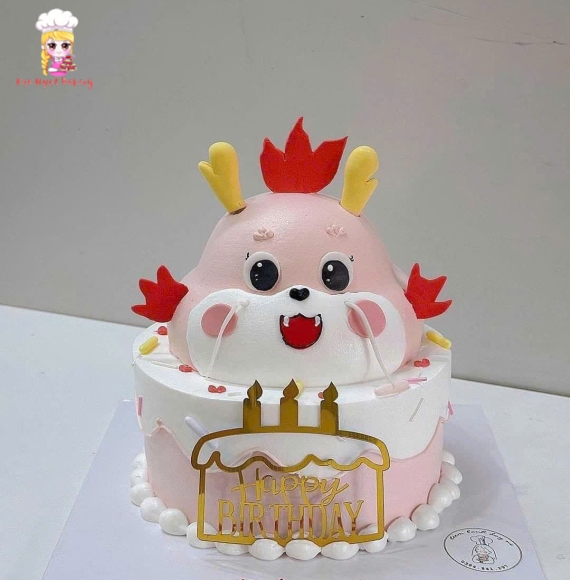 Bánh Kem tạo hình 3d bé rồng dành cho bé gái hot