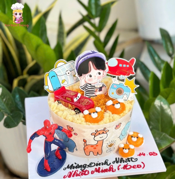 Bánh bông lan trứng muối tặng bé trai