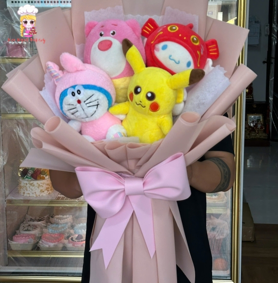 giỏ hoa gấu 4 con trong hoạt hình