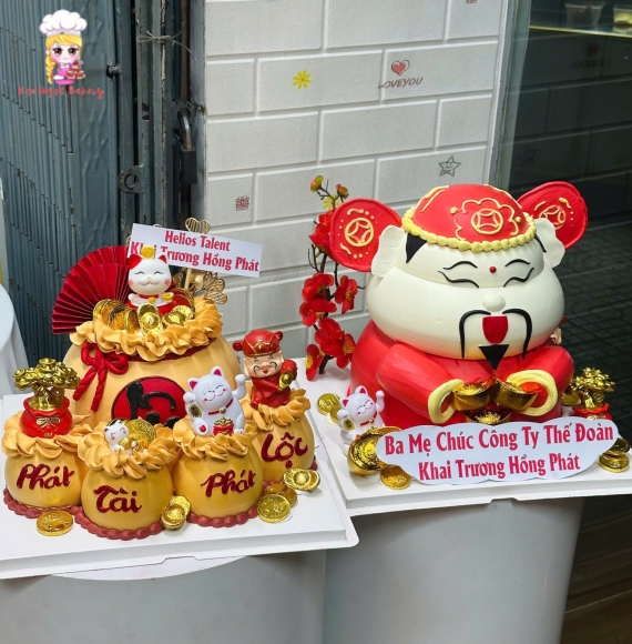 Bánh Kem Khai trương tạo hình thần tài