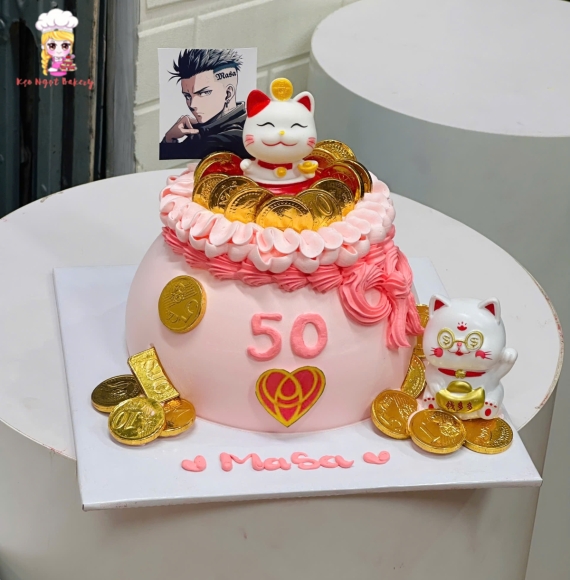 Bánh Kem khai trương tone hồng cao cấp