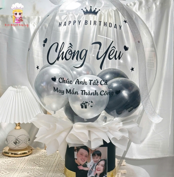 Bóng bay rút tiền tặng chồng yêu hot 2026